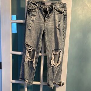 Distressed Light Wash Denim Jeans